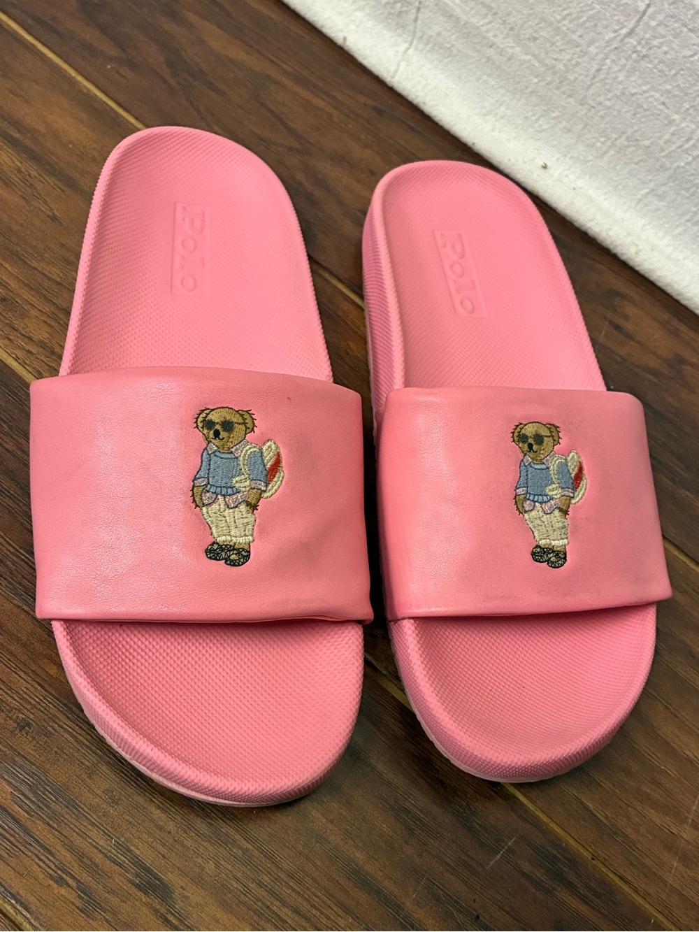 Pink Women POLO Slides Pool Cayson Polo Bear  Sandals Size 8